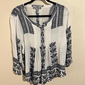 Blue and white blouse